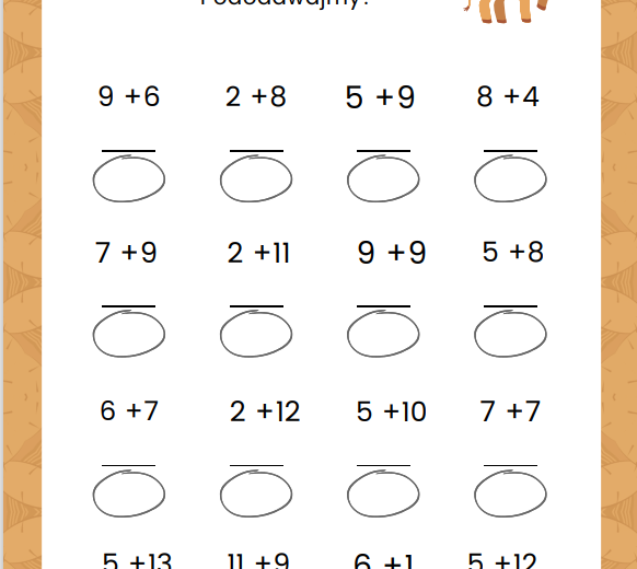Trening matematyczny dla młodszych uczniów. Dodawanie i odejmowanie do 20.