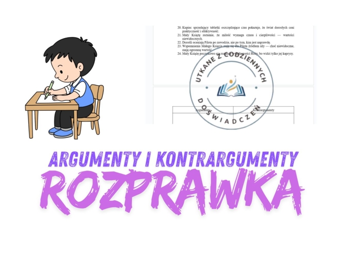 Porządkowanie argumentów i kontrargumentów- ćwiczenie 2 (Mały Książę)