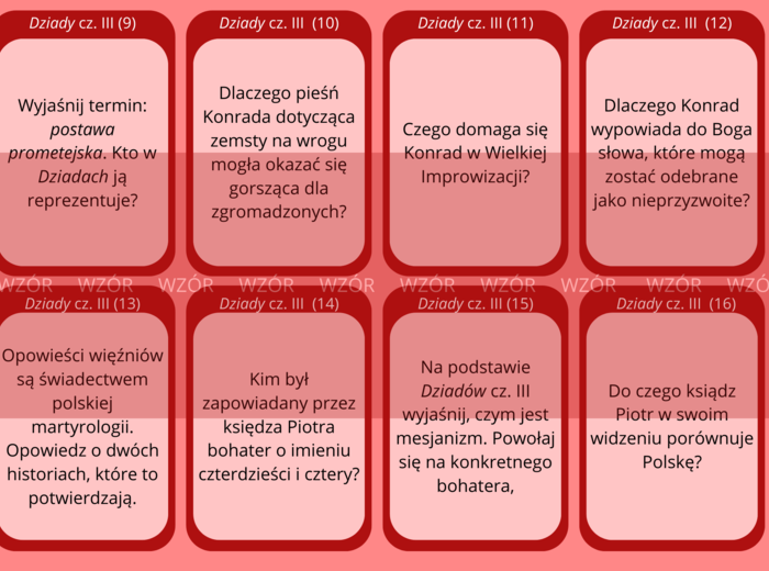 Dziady cz. III - fiszki do lektury