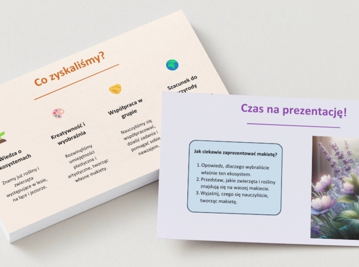 Makieta ekosystemu - lasu, łąki, jeziora