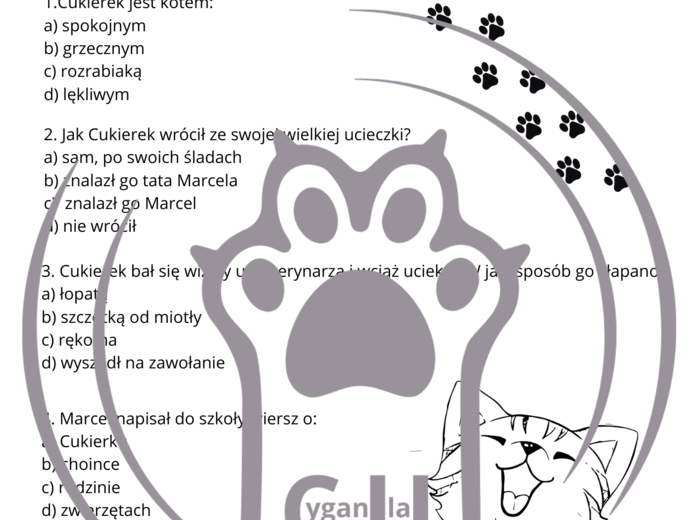 Karty Pracy z odpowiedziami do lektury „Cukierku, ty łobuzie!” Waldemara Cichonia