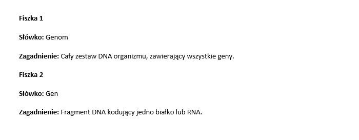 Fiszki- ekspresja informacji genetycznej