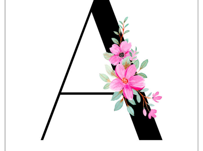 Elegancka girlanda z motywem kwiatowym – pełny polski alfabet