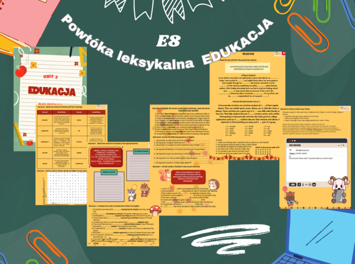 Unit 3 - Edukacja - słownictwo powtórzenie do E8