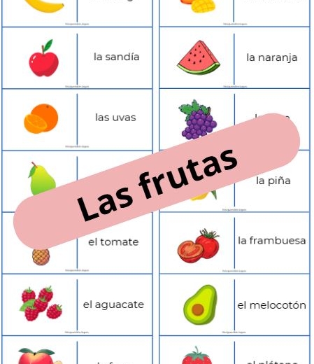 Domino ze słówkami - "las frutas" (owoce)