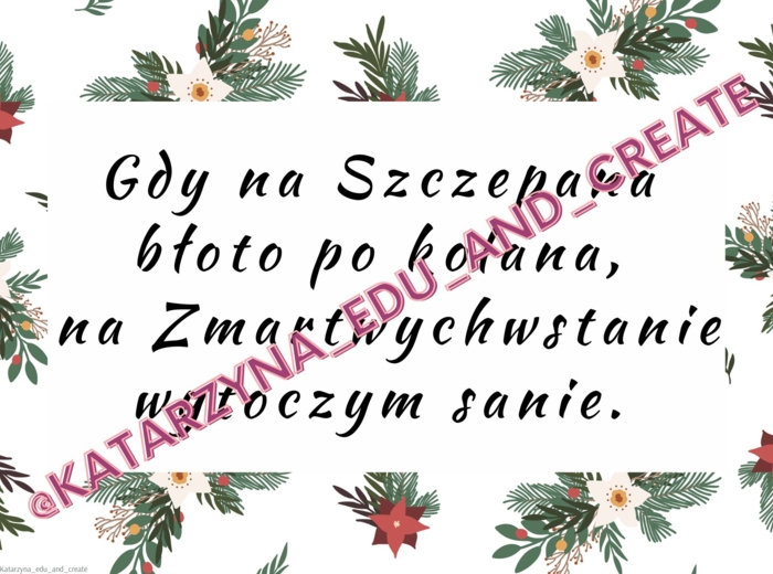 Zimowe i bożonarodzeniowe plakaty z przysłowiami