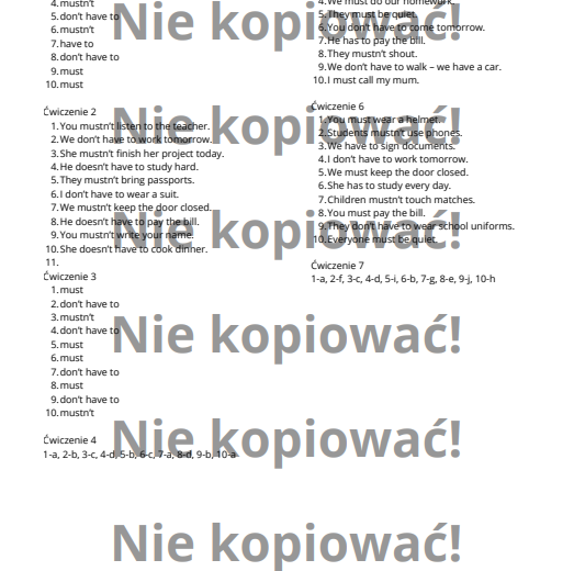 Karta pracy: Must czy Have to? B1