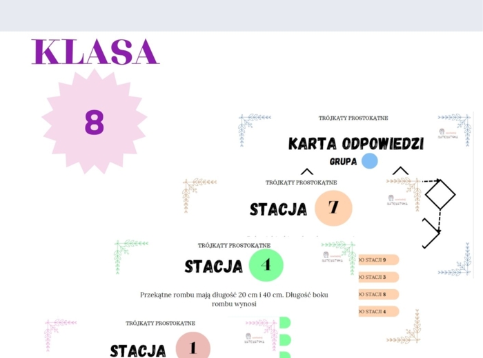 STACJE ZADANIOWE - TRÓJKĄTY PROSTOKĄTNE