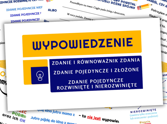 Wypowiedzenie - równoważnik zdania, zdanie pojedyncze rozwinięte i nierozwinięte oraz zdanie złożone