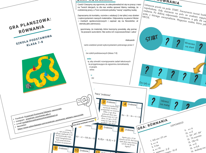 Gra planszowa równania (klasa 7-8)