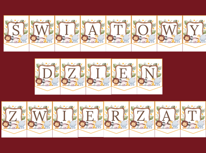 DZIEŃ ZWIERZĄT - girlanda – gazetka –biblioteka - wersja 3