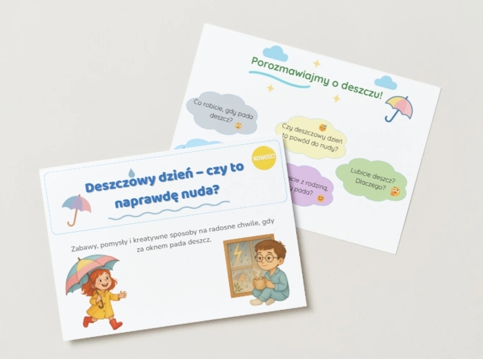 Rozmowa wstępna / Burza mózgów. Czy deszczowy dzień to powód do nudy? Co robicie, gdy pada deszcz?