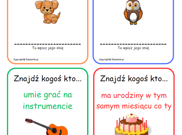 Zabawa integracyjna „Znajdź kogoś kto...”