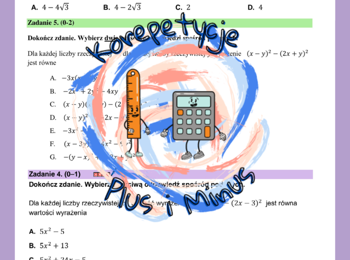 Zadania maturalne wzory skróconego mnożenia