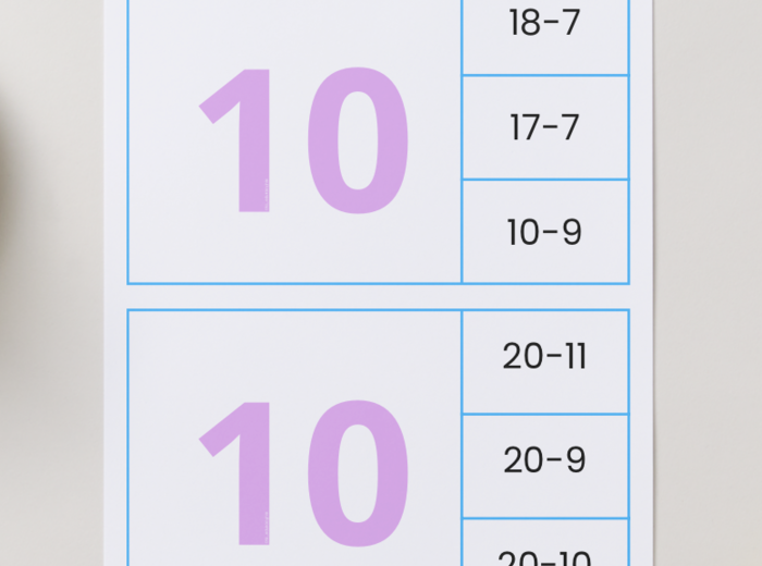 Obliczenia do 50 – dodawanie i odejmowanie (karty z klamerkami)