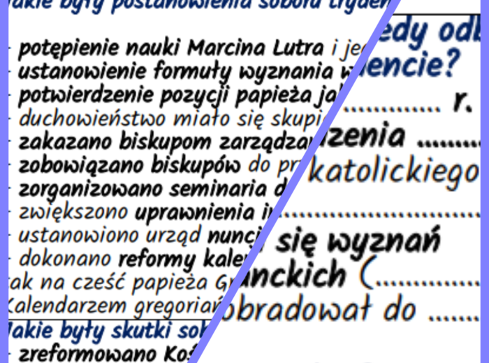 Prześladowania na tle wyznaniowym: kontrreformacja w Europie – notatki i karta pracy