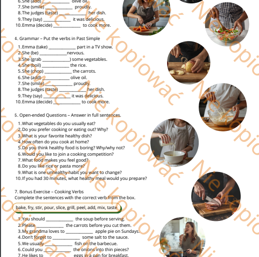 Karta Pracy Czytanka Healthy Eating Challenge A2+/B1