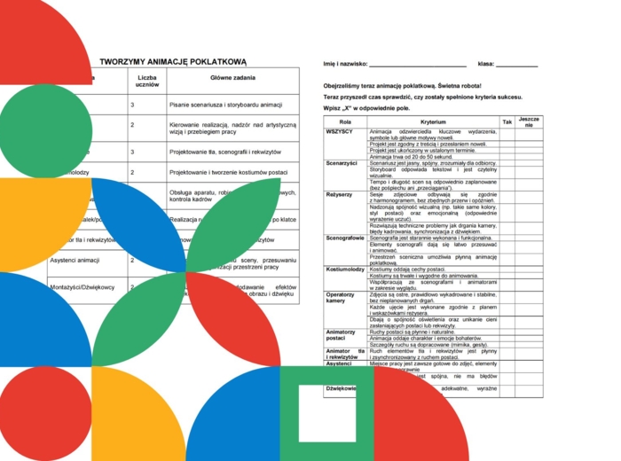 Kryteria sukcesu do projektu animacji poklatkowej
