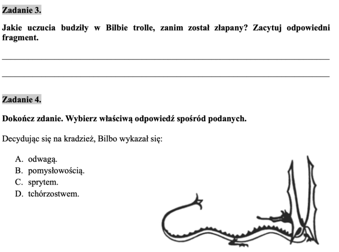 Hobbit - czytanie ze zrozumieniem