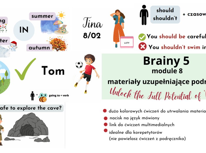 Brainy 5, unit 8, materiały rozszerzające/uzupełniające podręcznika, be going to, korepetycje/kursy/szkoła