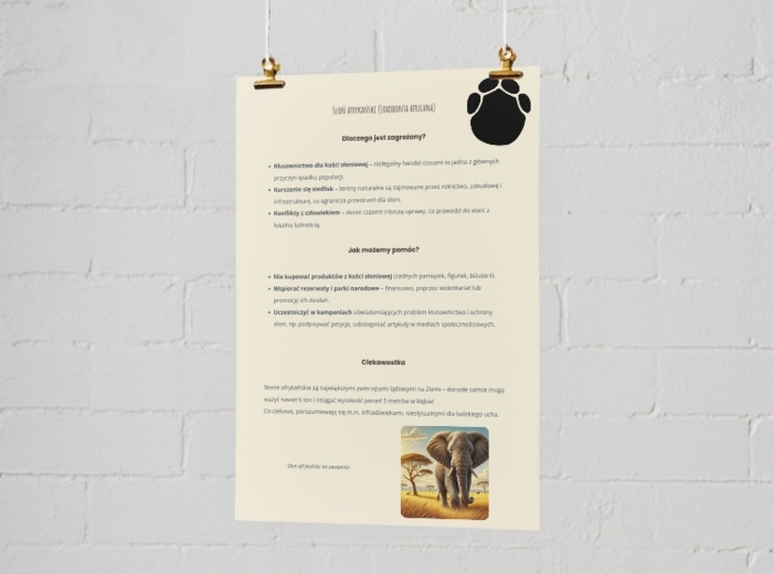 Plakat o zagrożonych gatunkach