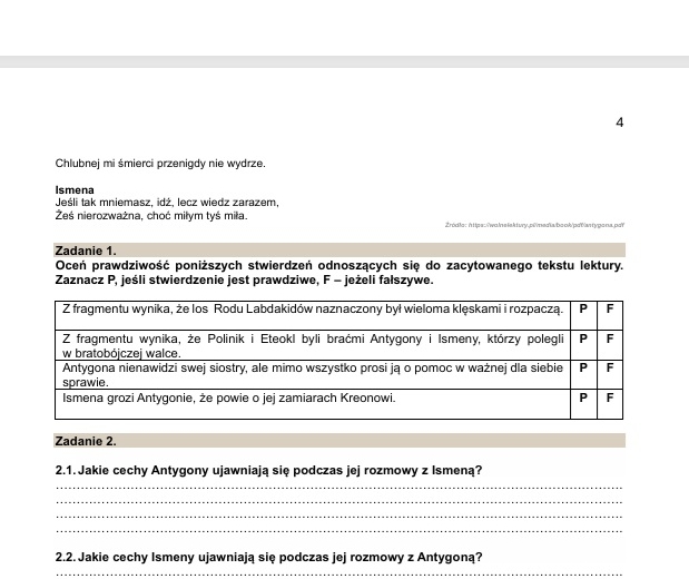 Karty pracy lektury licealne - krytyczne czytanie