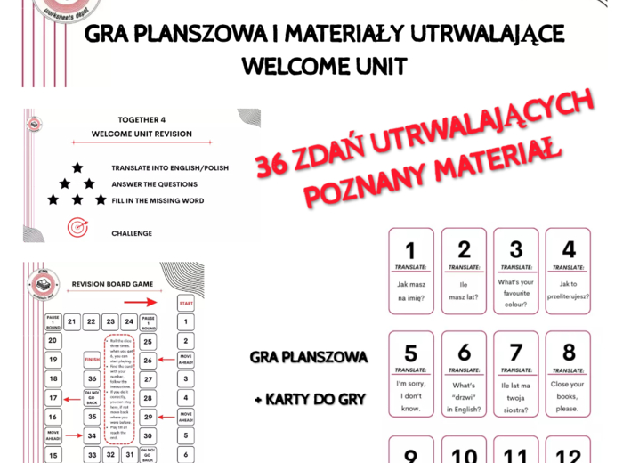 Together 4 - Revision Game Welcome Unit materiały utrwalające