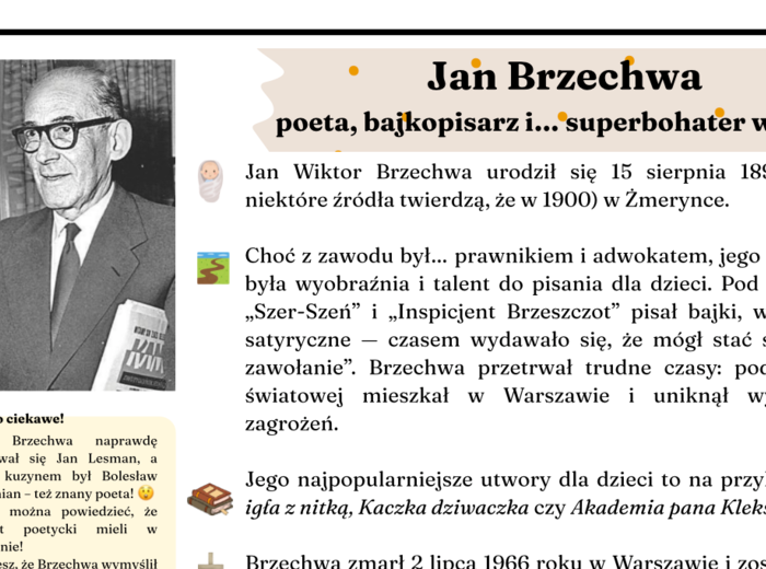 Jan Brzechwa - atrakcyjna notatka biograficzna