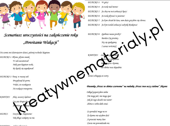 Scenariusz na Zakończenie Roku "Witajcie wakacje"