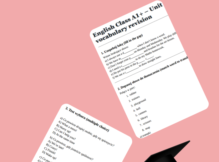 English Class A1+ – Unit 1 – vocabulary revision