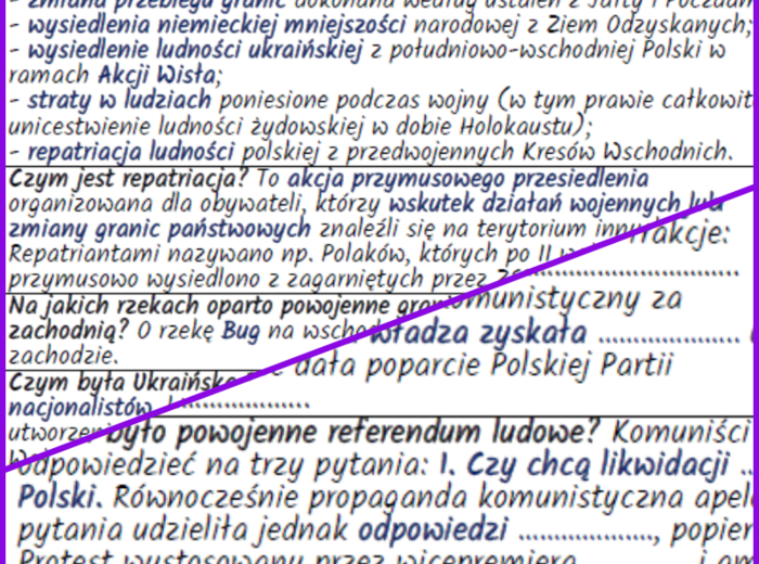Sytuacja w powojennej Polsce. Wprowadzenie komunizmu - notatki i karta pracy