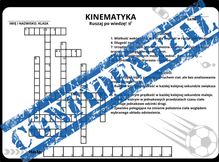Kinematyka - krzyżówka