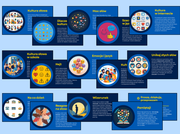 SŁOWA MAJĄ MOC - Prezentacja o kulturze słowa, szacunku i hejcie w języku (17 slajdów)