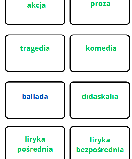 Pojęcia - fiszki z języka polskiego