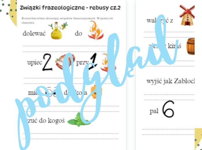 Związki frazeologiczne - rebusy (cz.2)