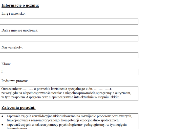 Indywidualny Program Edukacyjno- Terapeutyczny (IPET)