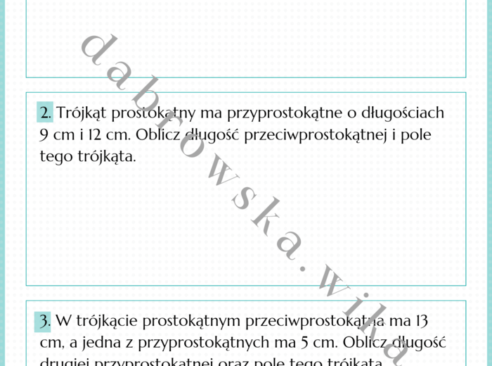 Twierdzenie Pitagorasa - karta pracy