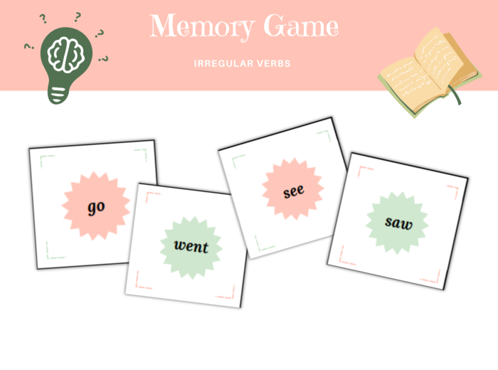 Memory Game Gra Memory Czasowniki Nieregularne Irregular Verbs Past Simple Język angielski