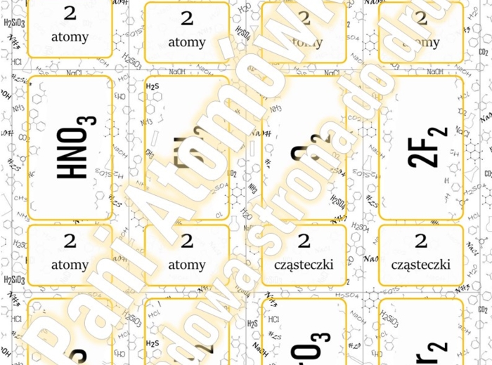 Klasa 7. Chemia. Współczynniki i indeksy stechiometryczne. Domino. ZESTAW