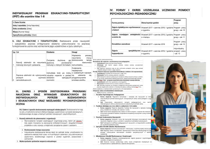 IPET. Indywidulany program edukacyjno – terapeutyczny.- przykład - autyzm