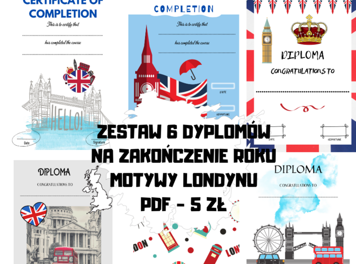 Diploma Certificate dyplomy na zakończenie roku/ kursu z języka angielskiego
