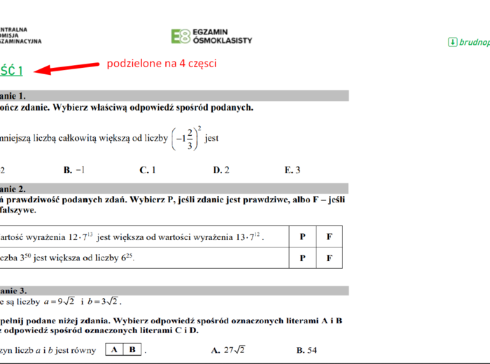 Szybkie powtórki przed egzaminem z matematyki z CKE - karta pracy