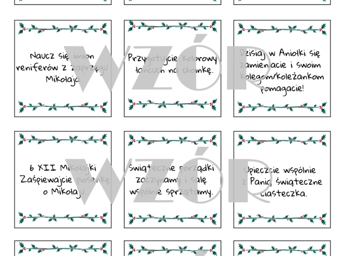 Zadania do kalendarza adwentowego