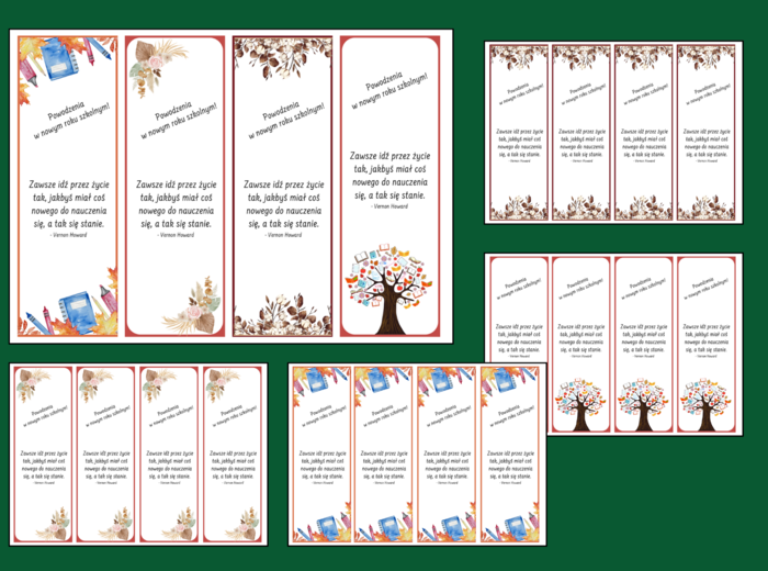 POWRÓT DO SZKOŁY - szkoła – zakładki do książek – zakładka – kolor – wersja 1