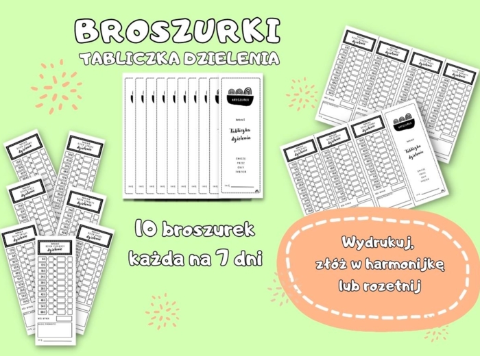 Broszurki - tabliczka dzielenia