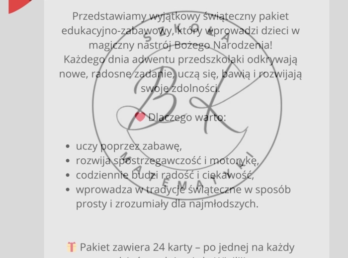 Kalendarz adwentowy przedszkolaka