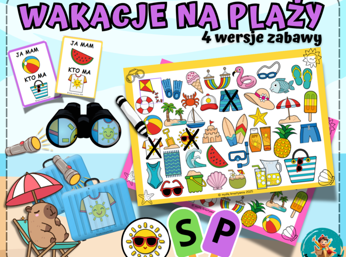 ZABAWA: WAKACJE NA PLAŻY - spostrzegawczość, zabawy z latarką, Ja mam... Kto ma..?