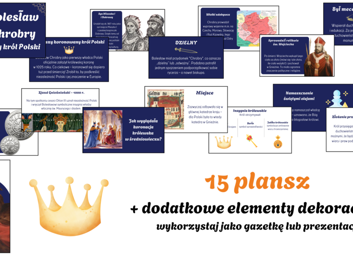 Koronacja Bolesława Chrobrego, 15 plansz / Gazetka/ozdoba lub prezentacja