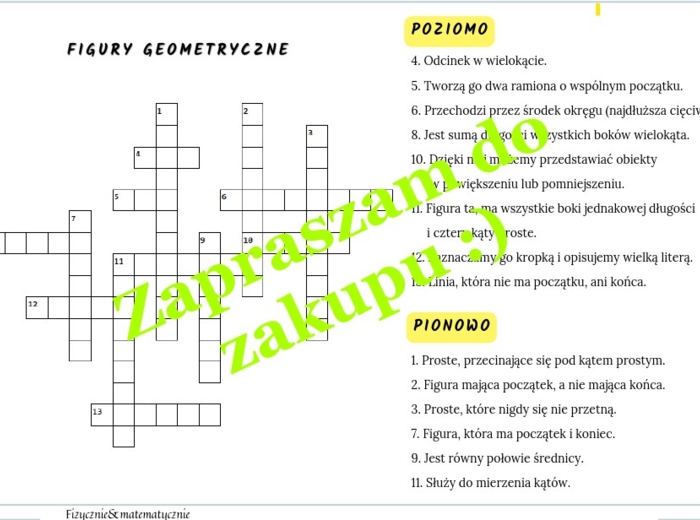 Krzyżówka - figury geometryczne
