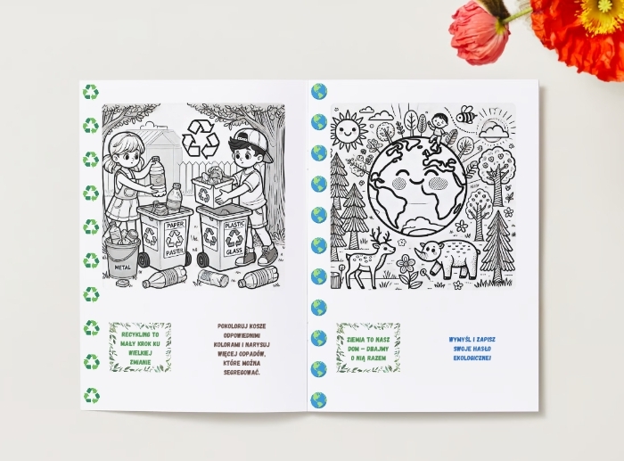 Kolorowanki ekologiczne - drzewa i lasy - zwierzęta - kwiaty - ekosystemy - recykling - ziemia